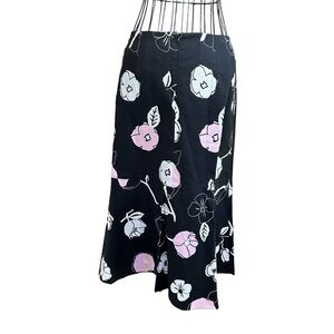 Vintage Pepita La Bambola A-Line Hip Hugger Stretch Floral Print Skirt NWT